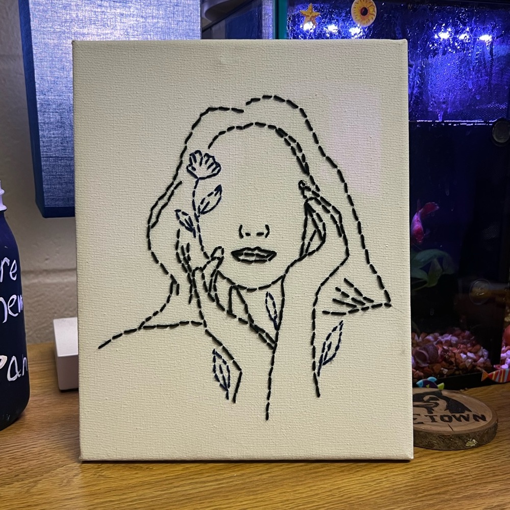 Wildflower Girl Hand-Embroidered 8x10 Canvas